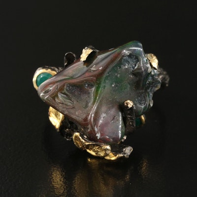 Sterling Opal and Chalcedony "Nugget" Ring