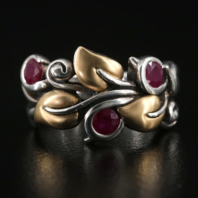 Barbara Bixby Sterling Ruby Foliate Ring with 18K Accents