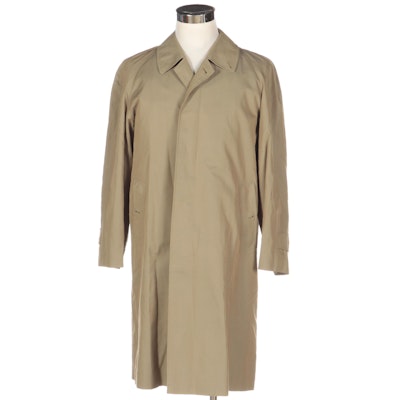 Men's Burberrys Cotton Raincoat with "House Check" Wool Liner