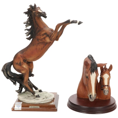 Fred Stone Mare and Foal Horse Head Figurine With Italian Made Horse Figurine