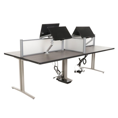 Herman Miller Contemporary Four-Section Computer Work Table with Monitors