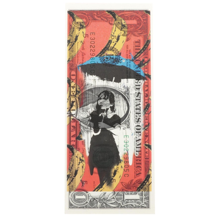 Death NYC Banksy Homage Graphic Print on Banknote, 2020