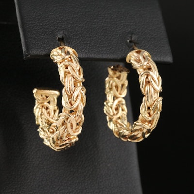 Italian 14K Byzantine Hoop Earrings
