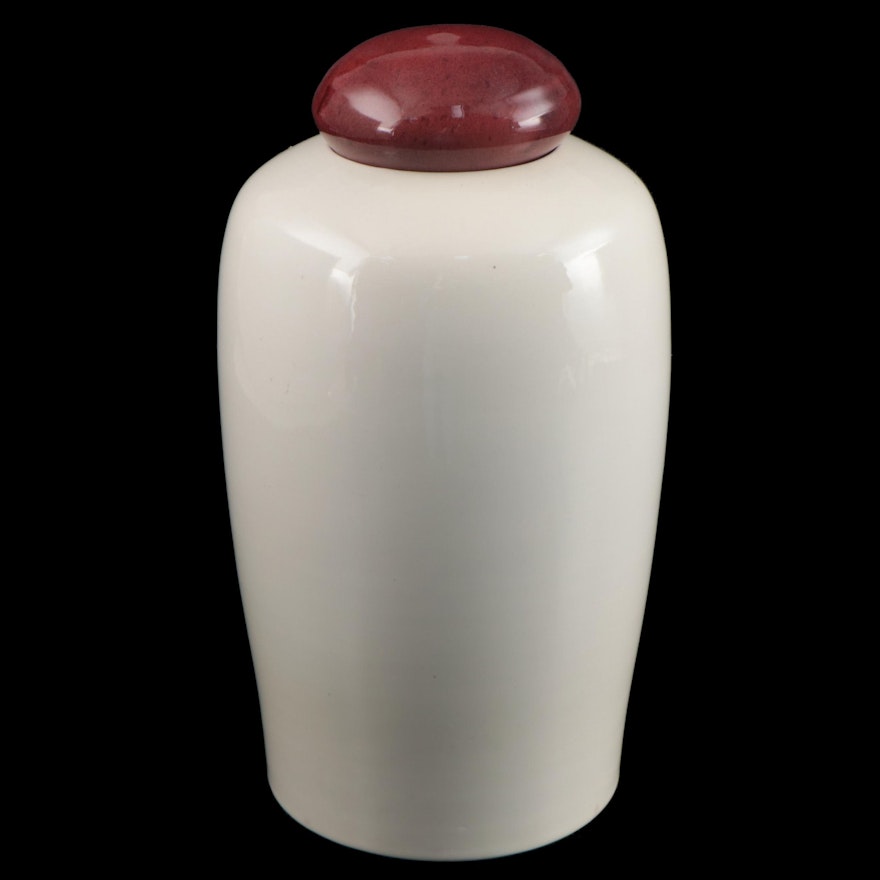 White Ceramic Lidded Ginger Jar