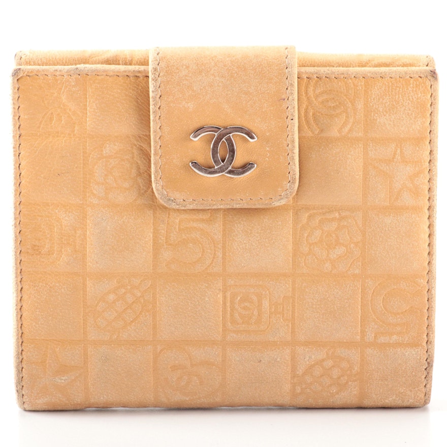 Chanel Compact Wallet in Embossed Lucky Charms Leather