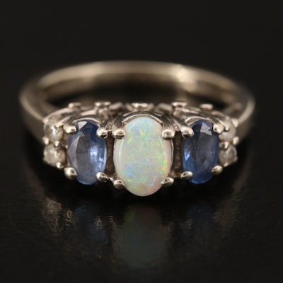 14K Opal, Sapphire and Diamond Ring