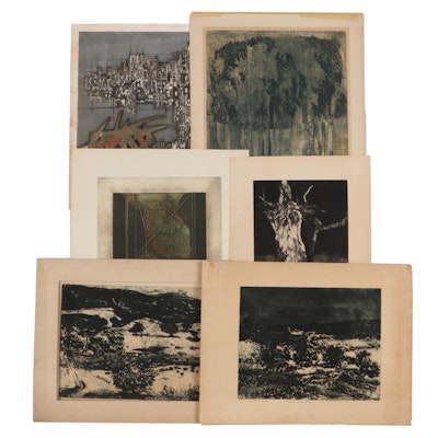 Abstract Etchings With Aquatint Including Rudolf Harold van Rossem and More