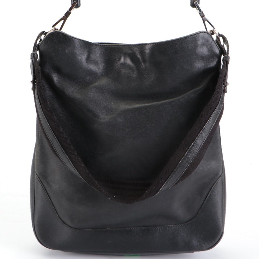 Gucci Bamboo Two-Way Bag in Black Leather