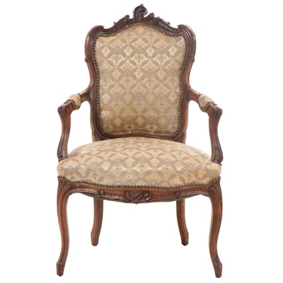 Louis XV Rococo Carved Armchair, Mid 20th Century