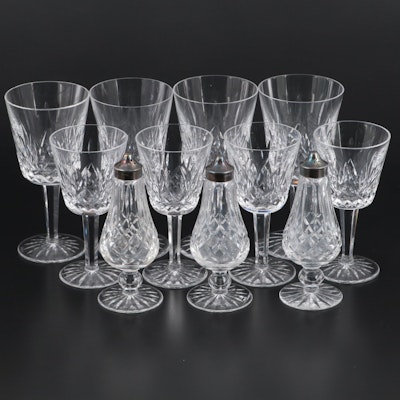 Waterford "Lismore" Crystal Water Goblets, Wine Glasses, and Shakers