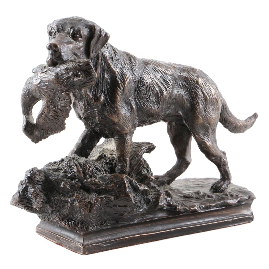Cast Bronze of Hunting Labrador, Late 20th Century