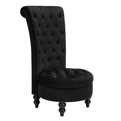 Black Button-Tufted Upholstered High Back Chair
