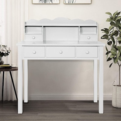 Light Gray Writing Desk with Detachable Hutch