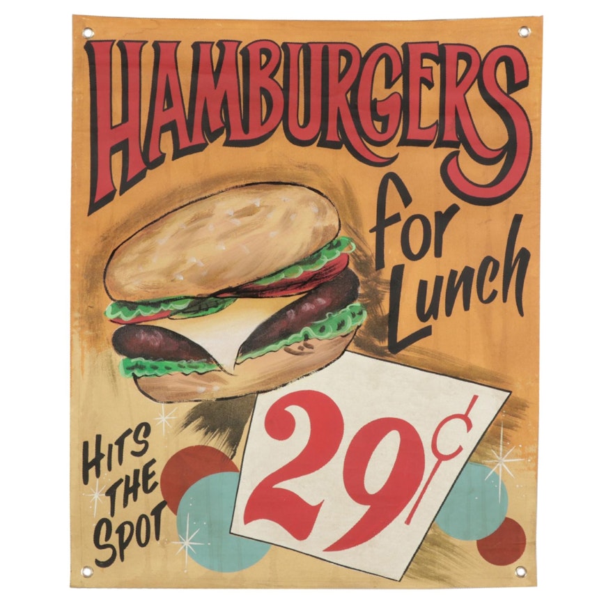 Fast Food Folk Art Acrylic Painting "Hamburgers for Lunch - 29¢"