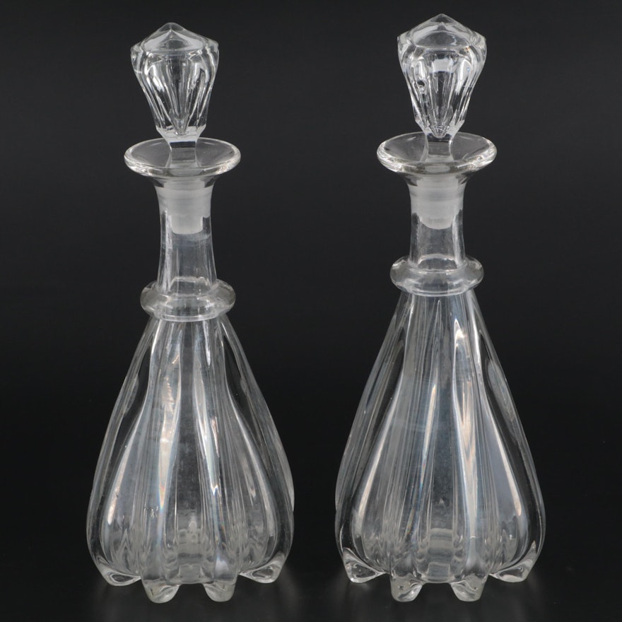 Mold-Blown Crystal Decanters with Stoppers, Late 19th/ Early 20th Century