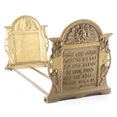 Bradley & Hubbard Art Nouveau Cast Brass Expanding Book Rack, Early 20th Century