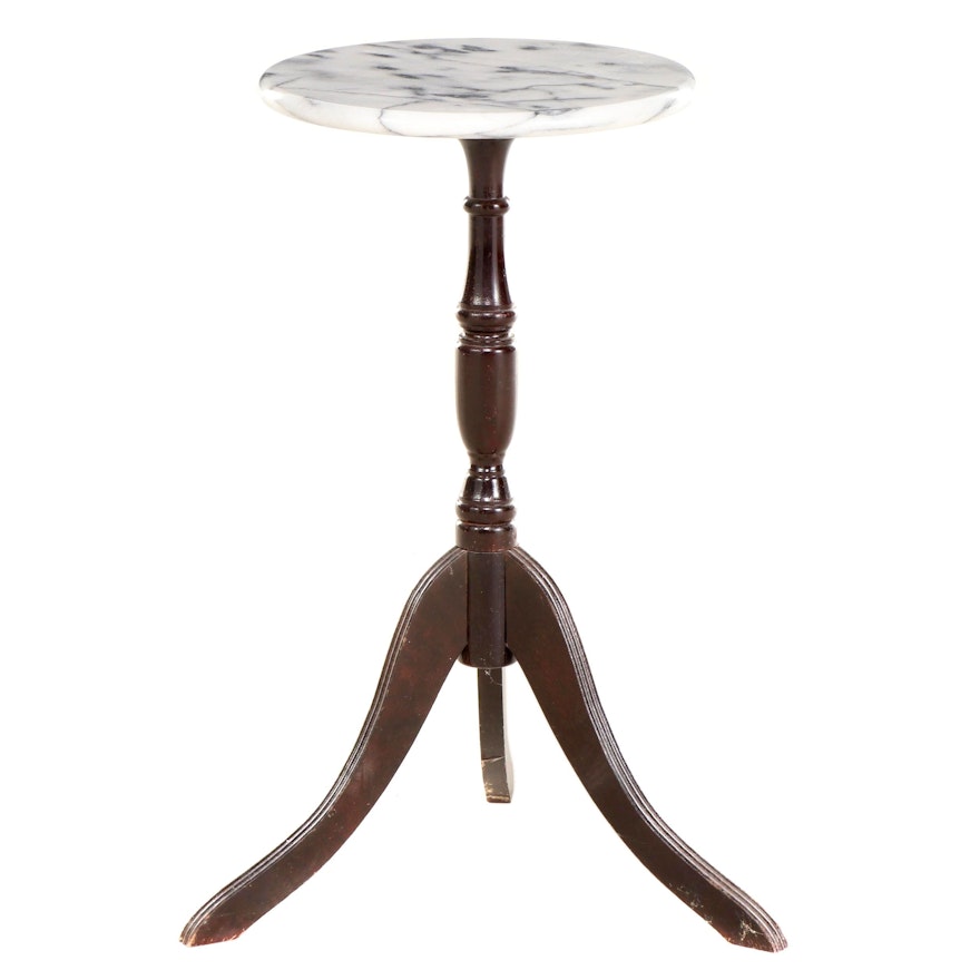 Federal Style Mahogany and Marble Top Side Table, Late 20th Century