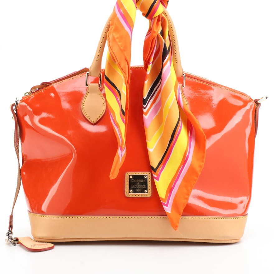 Dooney & Bourke Darcy Two-Way Bag in Patent and Smooth Leather with Scarf