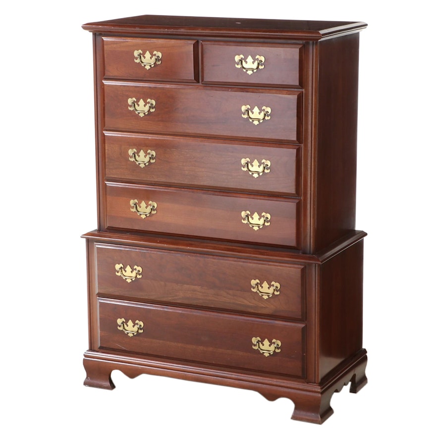 Chippendale Style Cherrywood Seven-Drawer Chest, Late 20th Century