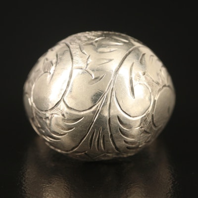 Sterling Engraved Dome Ring