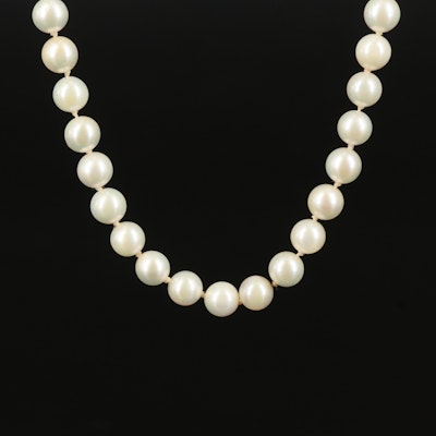 Pearl Necklace with 14K Fluted Clasp