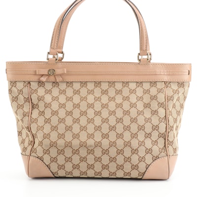 Gucci Tote Bag in GG Canvas and Leather Trim