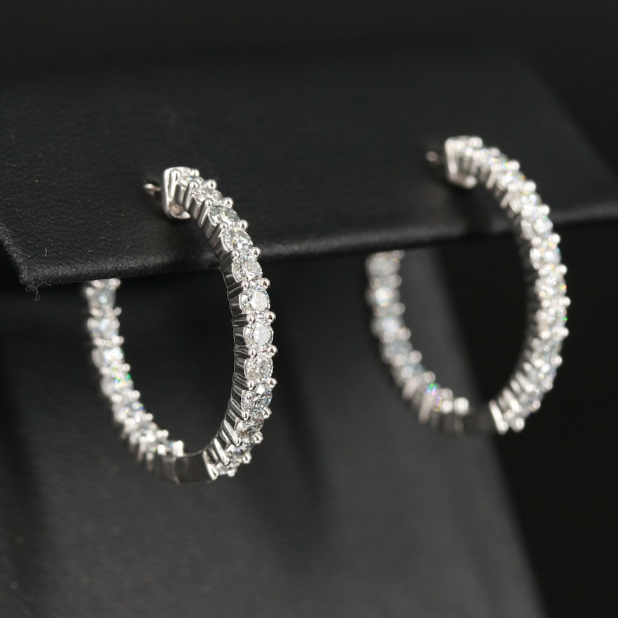 14K 1.89 CTW Diamond Inside-Out Hoop Earrings