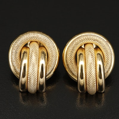 Italian 14K Knot Earrings with Quilted Accents