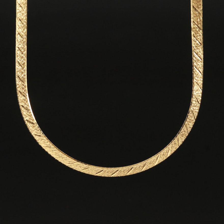 Italian 14K Reversible Herringbone Chain Necklace