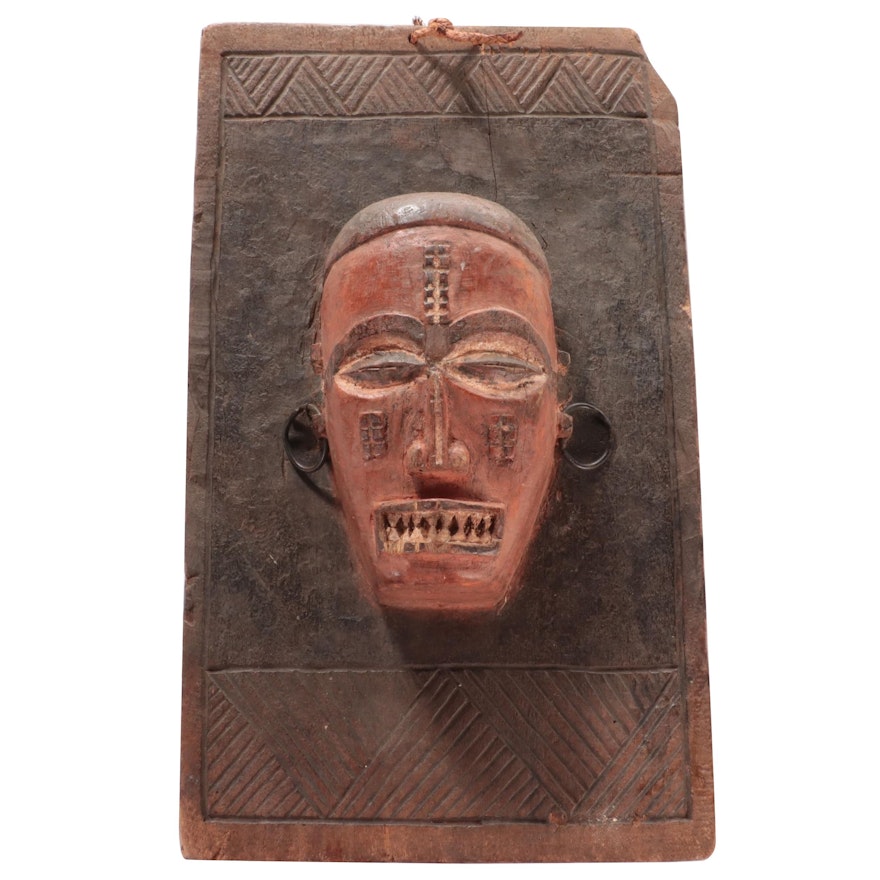 Chokwe Inspired Figural Wood Panel, Central Africa