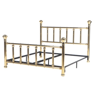 J.B. Ross Brass King Size Bed Frame, Late 20th Century