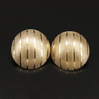 14K Textured Button Dome Earrings