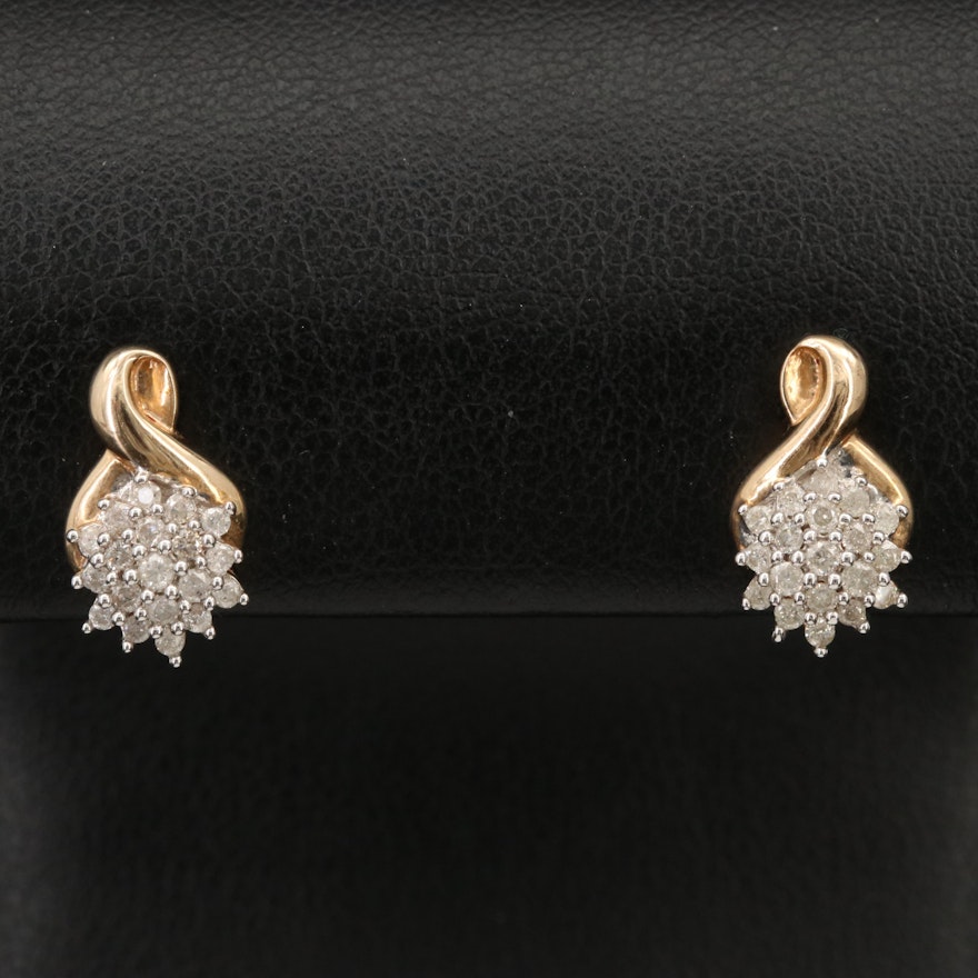 10K 0.52 CTW Diamond Cluster Earrings