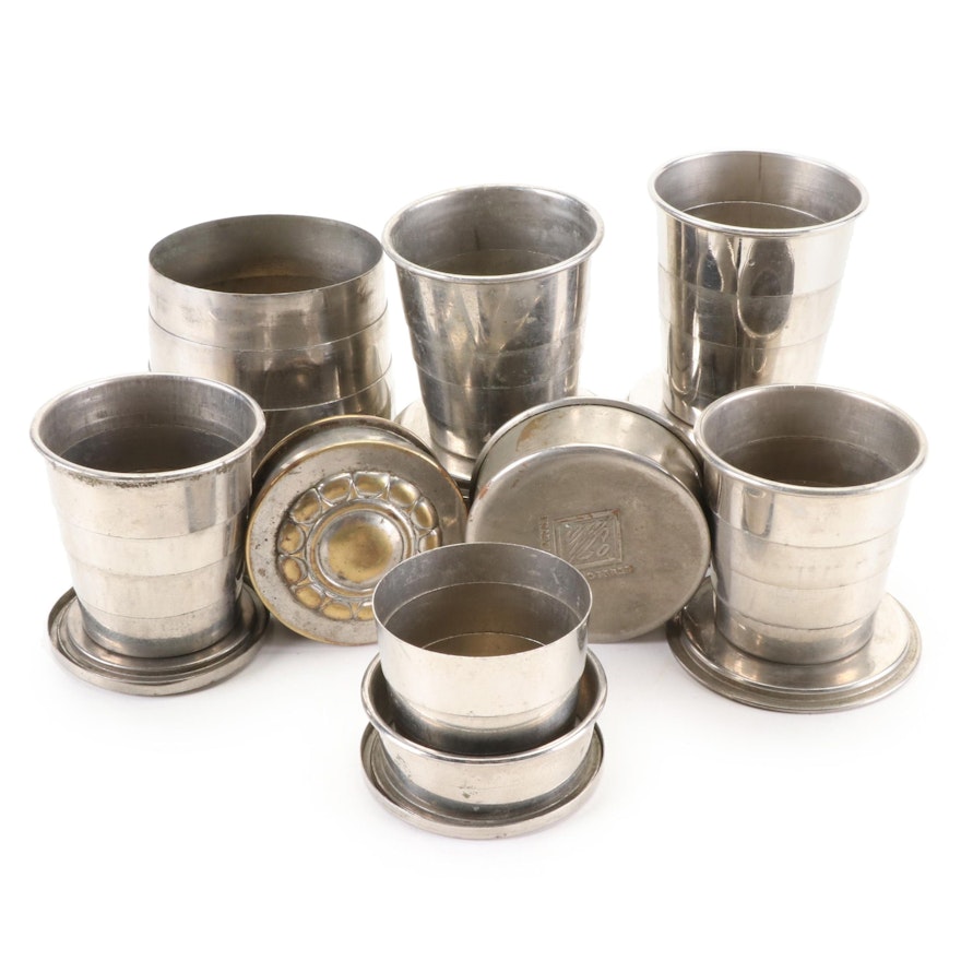 Hero and Other Metal Collapsible Cups, Early 20th Century