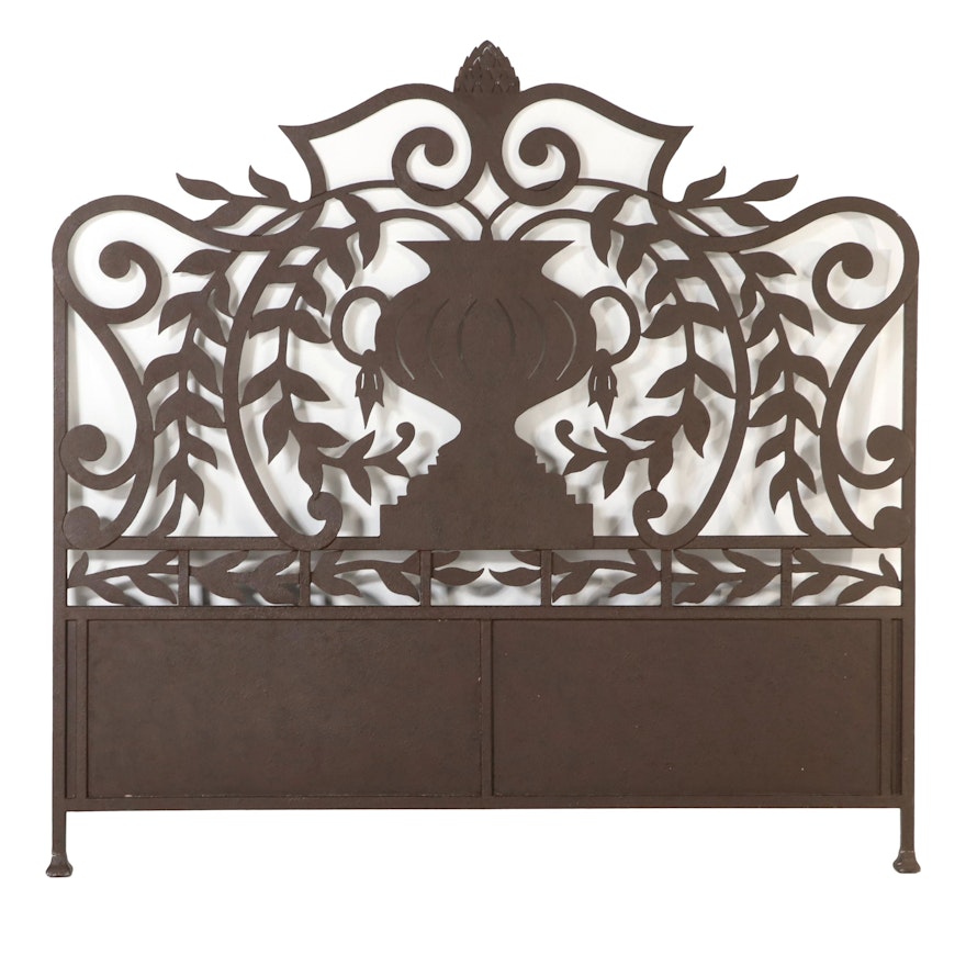 Rust-Patinated and Cut Metal King Size Headboard