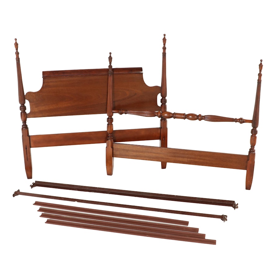 Federal Style Mahogany Full Size Four-Post Bed Frame, 20th Century