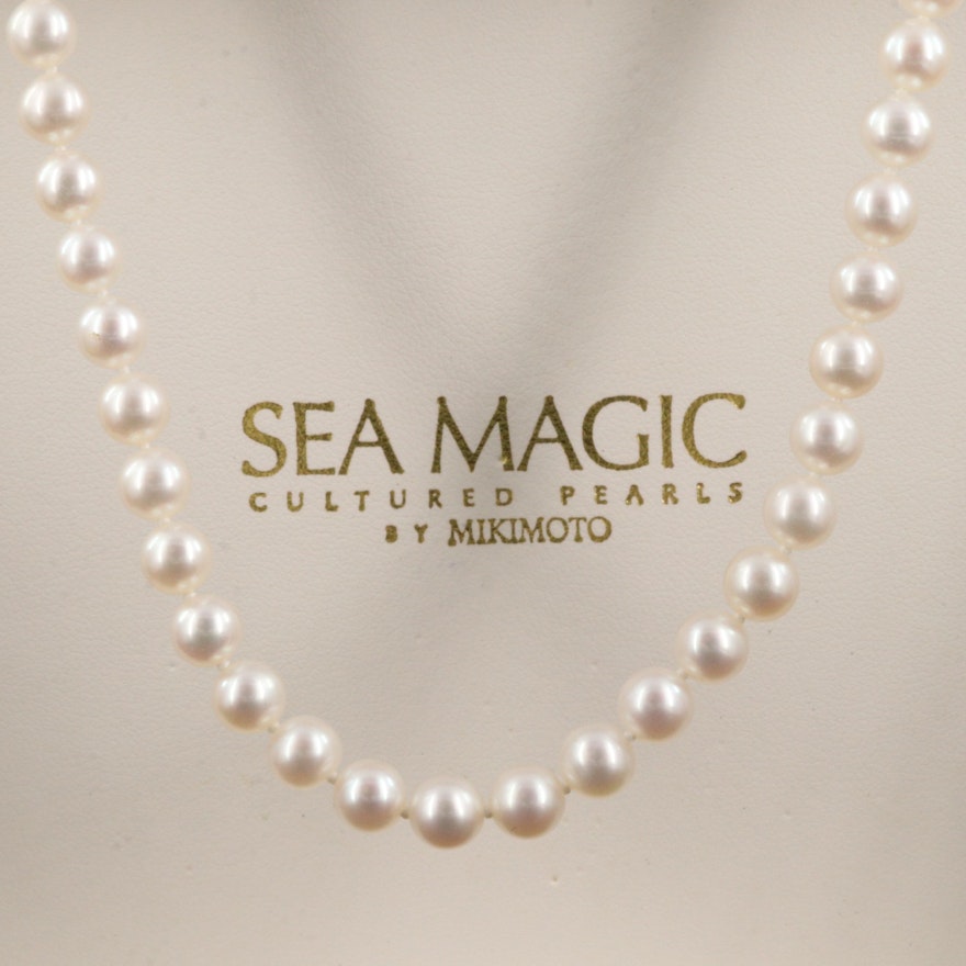 Blue Lagoon for Sea Magic by Mikimoto USA Pearl Necklace with Sterling Clasp