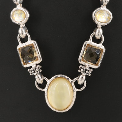 Michael Dawkins Mother of Pearl, Citrine and Quartz with Gold Leaf Necklace