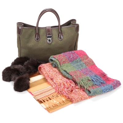 Dooney & Bourke Tote Bag and Rabbit Fur, Cashmere and Mohair Blend Scarves