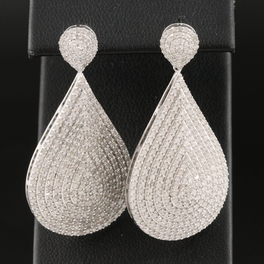 Sterling 3.02 CTW Pavé Diamond Earrings