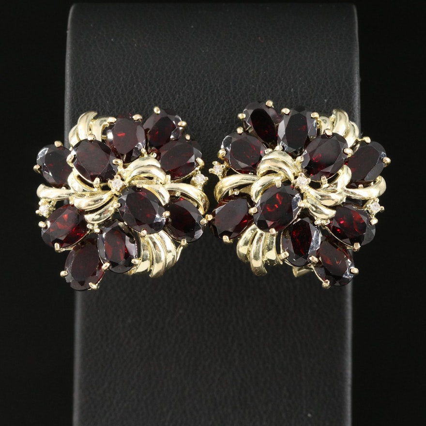 14K Garnet and Diamond Earrings