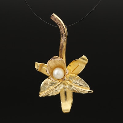 14K Imitation Pearl Orchid Pendant