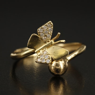 18K Cubic Zirconia Butterfly Bypass Ring