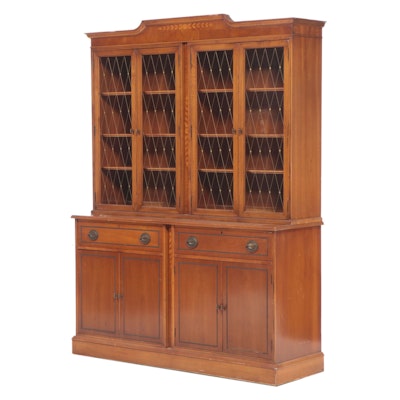 Saginaw Furniture Federal Style Marquetry China Cabinet with Secretaire Drawer
