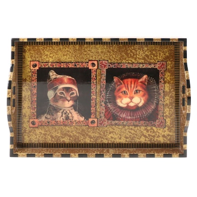 Annie Modica Lacquered Wooden "Venetian Cats" Tray