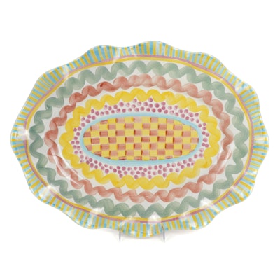 MacKenzie-Childs Hand-Painted "Aurora" Le Fluted Platter