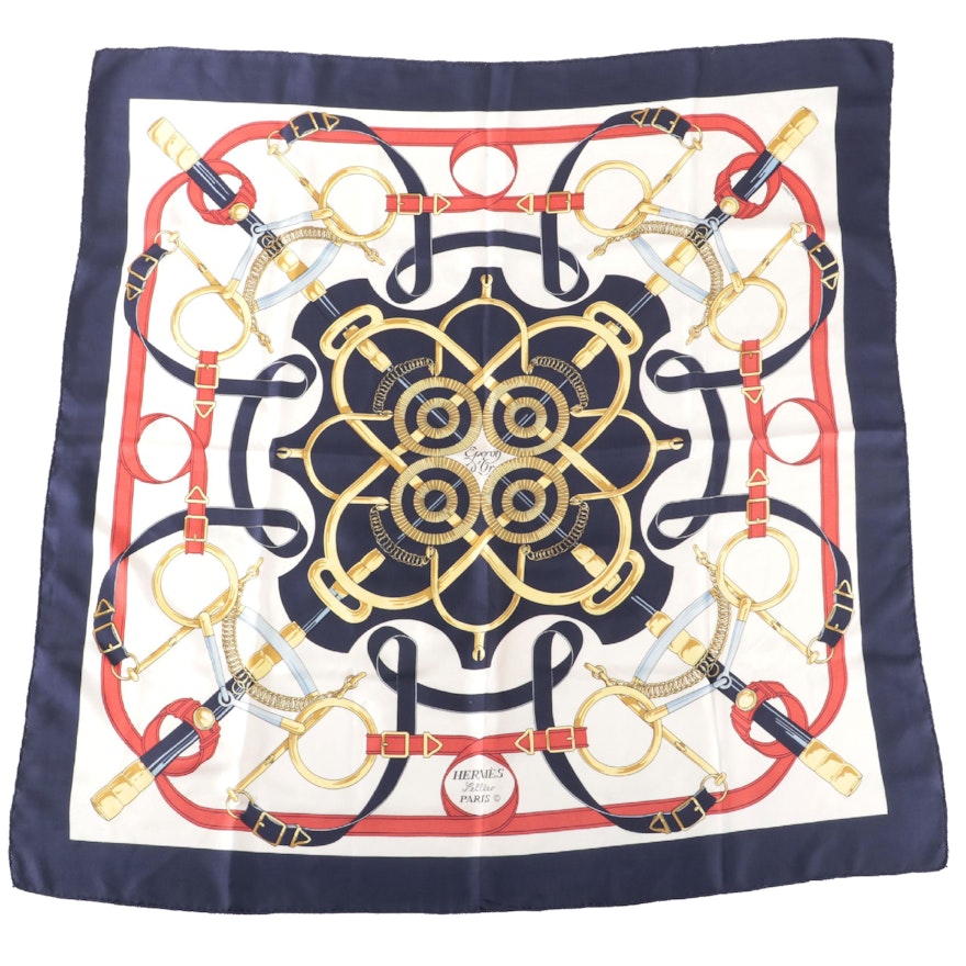Hermès Early Issue "Eperon D'Or" Silk Twill Scarf