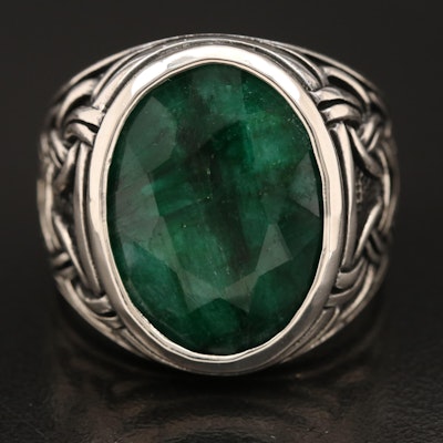 Sterling Sillimanite Ring with Braided Shoulders