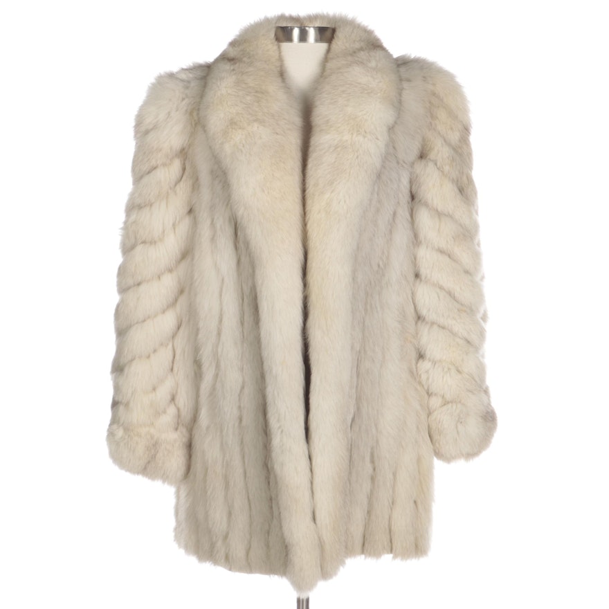 White Fox Fur Coat with Shawl Collar by John Ross Originals