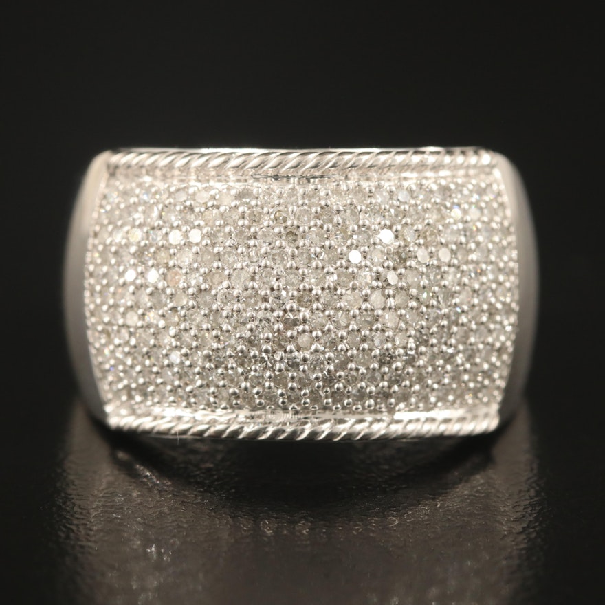 Sterling 1.04 CTW Pavé Diamond Ring